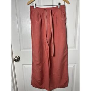 A New Day Pants M Linen Blend Terracotta Pull On Cropped Soft Girl Casual Travel